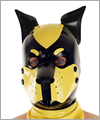 40572 Dog mask, detachable snout, black standing ears, black/yellow