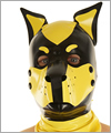 40578 Dog mask, detachable snout, coloured standing ears, black/yellow