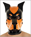 40572 Dog mask, detachable snout, black standing ears, black/orange