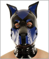 40578 Dog mask, detachable snout, coloured standing ears, black/blue