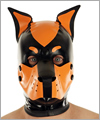 40578 Dog mask, detachable snout, coloured standing ears, black/orange