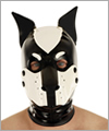 40572 Dog mask, detachable snout, black standing ears, black/white